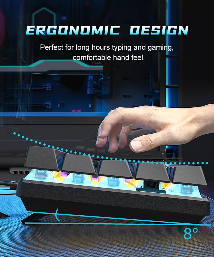Saashi 60% Mechanical Gaming Keyboard for PC, Laptop, and Office.