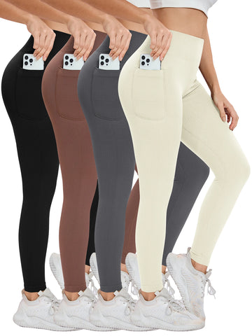 Saashi Women's Seamless High-Waist Yoga Leggings with Pockets