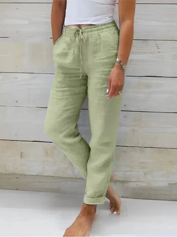Saashi Solid Color Cotton Linen Pants