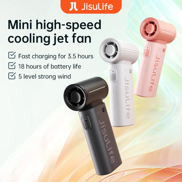 Saashi Handheld Turbo Fan with 5 Speeds, Super Strong Wind, and 5000mAh Battery.