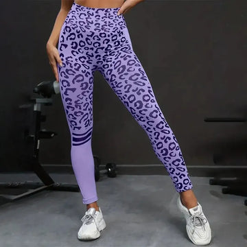 Saashi Leopard Print High Waist Yoga Tights – Seamless Quick Dry Stretch Fitness Pants for Women