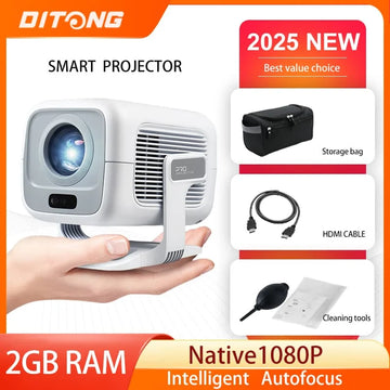 Saashi DITONG X3Plus 4K HD Projector Native 1080P WiFi 6 BT 5.4 Android Mini Portable Projector.
