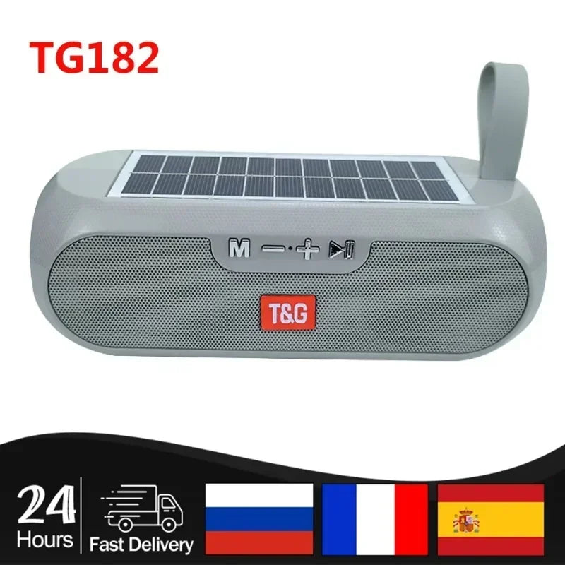 Saashi Portable Solar Bluetooth Speaker with Mic, Waterproof Outdoor Soundbar, and FM Radio.
