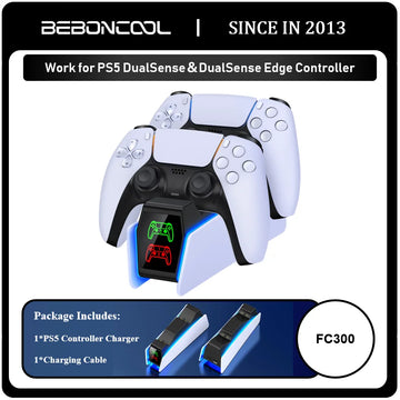 Saashi PS5 Dual Fast Charger for Wireless Controller with LED Indicator.