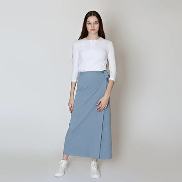 Saashi 2-Piece Women's Dress Set: Half Zip Cotton Rib T-Shirt Maxi Dress