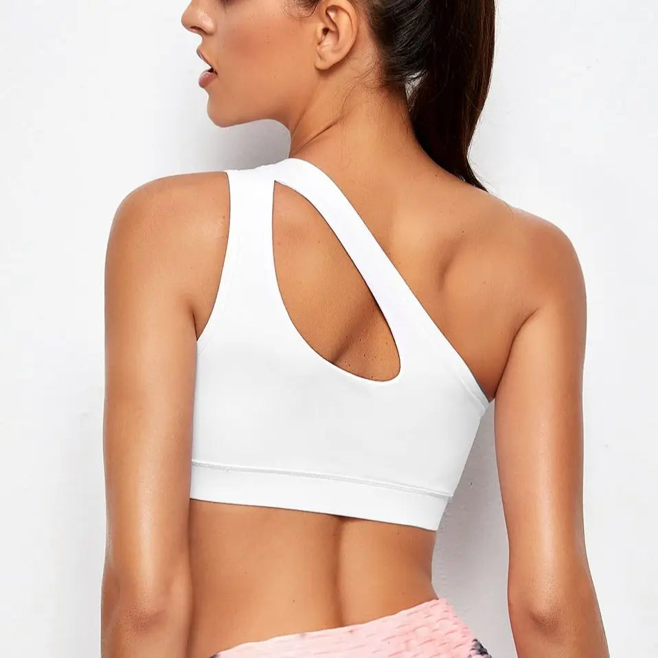 Saashi One Shoulder Push Up Sports Bra – Shockproof Fitness Yoga Running Vest for Women