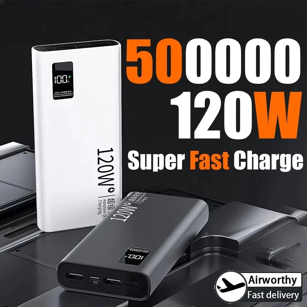 Saashi 120W Power Bank with 50000mAh High Capacity Fast Charging.
