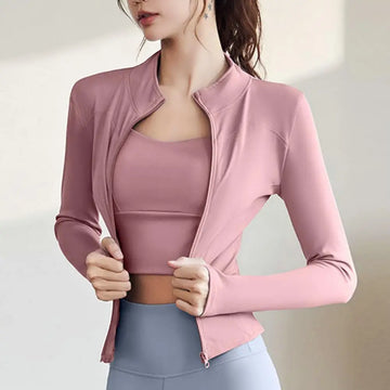 Saashi Long Sleeve Sports Jacket Women Zip Fitness Yoga Cardigan