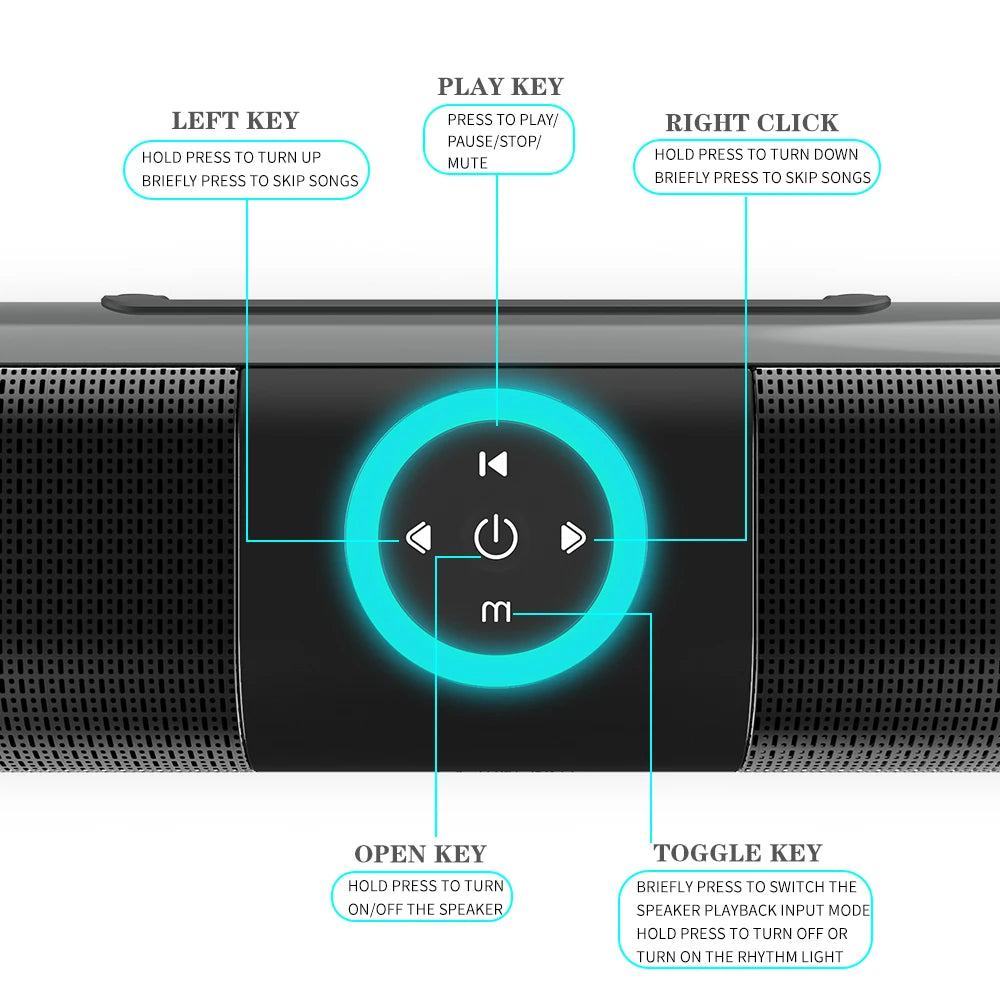 Saashi Powerful Wireless Bluetooth Soundbar for Home Theater, TV, and Projector.