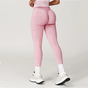 Saashi High Waist Ribbed Yoga Leggings – Seamless Scrunch Bum Tights for Women Gym and Fitness