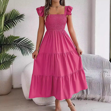 Saashi Rose Red Lace Up Maxi Dress – Elegant Fashion Party and Evening Wear for Women