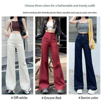 Saashi Women's Fashionable Versatile Wide Leg Micro Pull Up Jeans