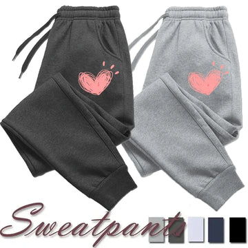 SAASHI Women Cute Heart Printed Sweatpants Autumn Winter Cotton Long Jogger