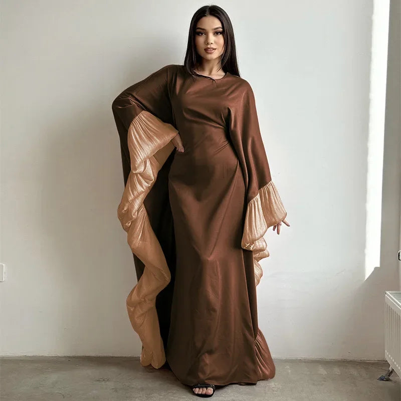 Saashi Luxury Dubai Abaya with Lace Sleeves for Muslim Women Modest Party Dress Robe Outfit