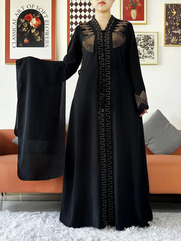 Saashi Elegant Chiffon Open Abaya with Zipper for Women Islamic Cardigan Dress Outfit