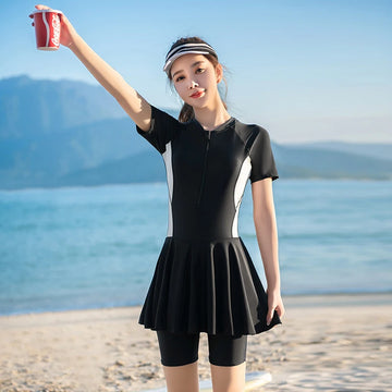 Saashi Modest One-Piece Large Size Swimwear for Women Korean Style Swim Skirt 5XL