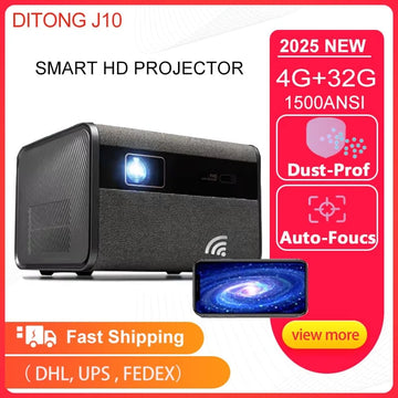 Saashi DITONG Mini Projector with Autofocus 4K HD Video for Android Smart Home Theater.