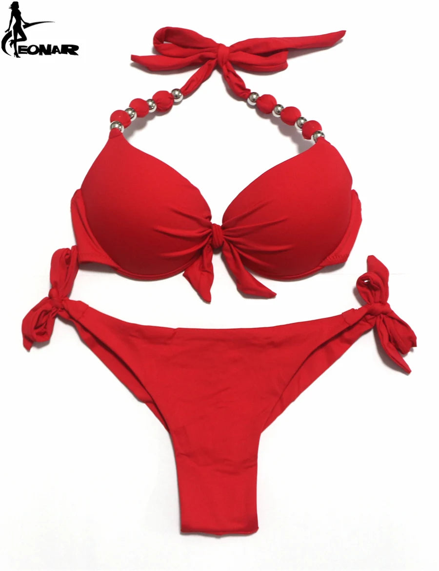 Saashi Women's Push-Up Bikini Set - Bandage Top & Brazilian Bottoms