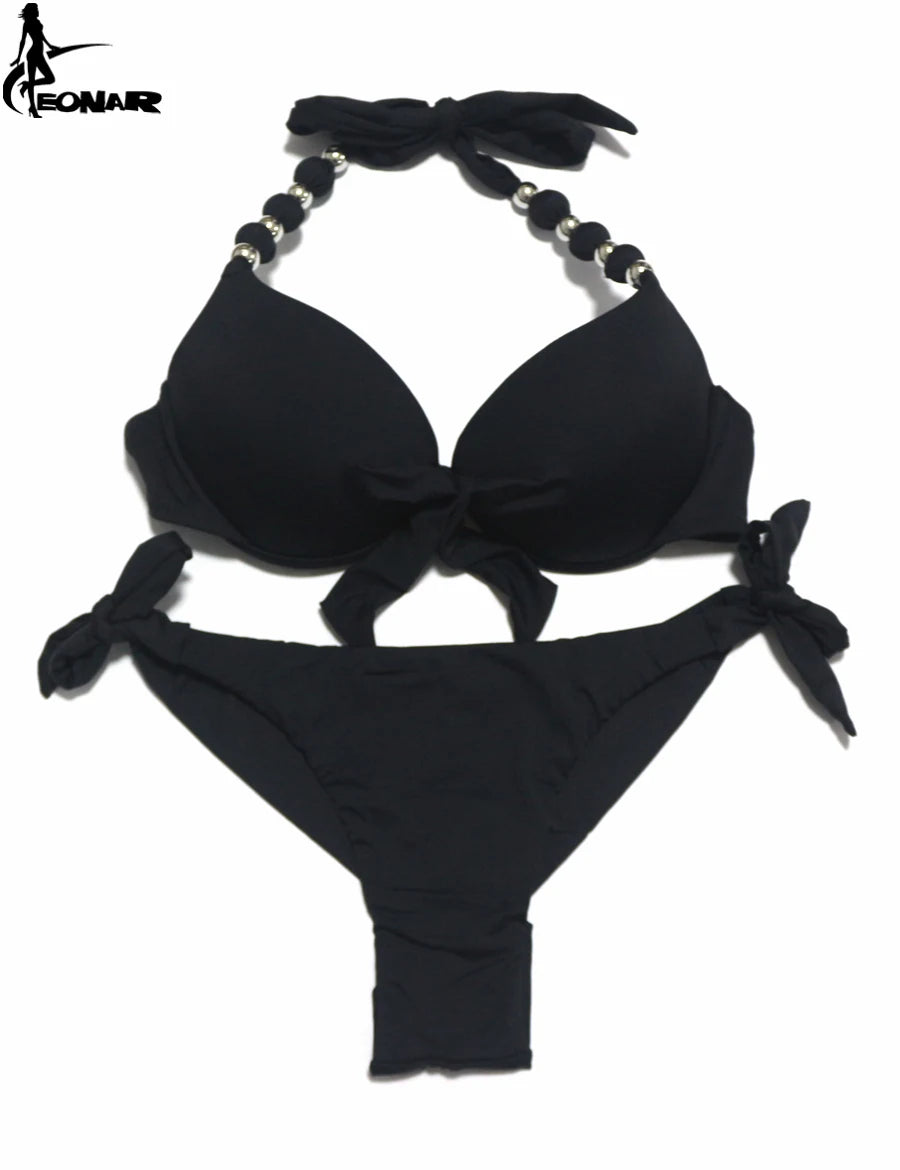 Saashi Women's Push-Up Bikini Set - Bandage Top & Brazilian Bottoms