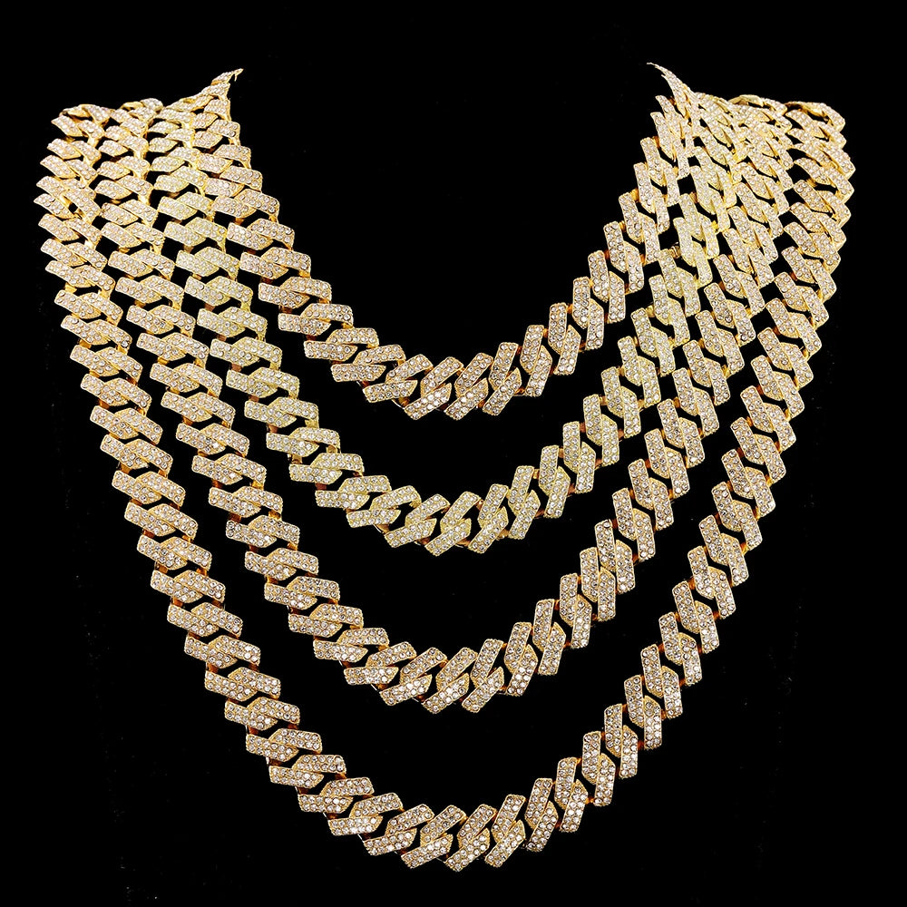 Saashi Hip Hop 5A+ Bling Cuban Link Chain Iced Out Necklace Men Gift.
