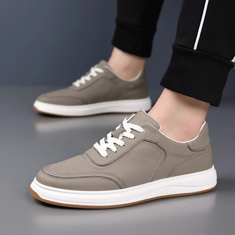 Saashi Women Breathable Mesh Platform Sneakers Hidden Heel Lift Casual Lace Up White.