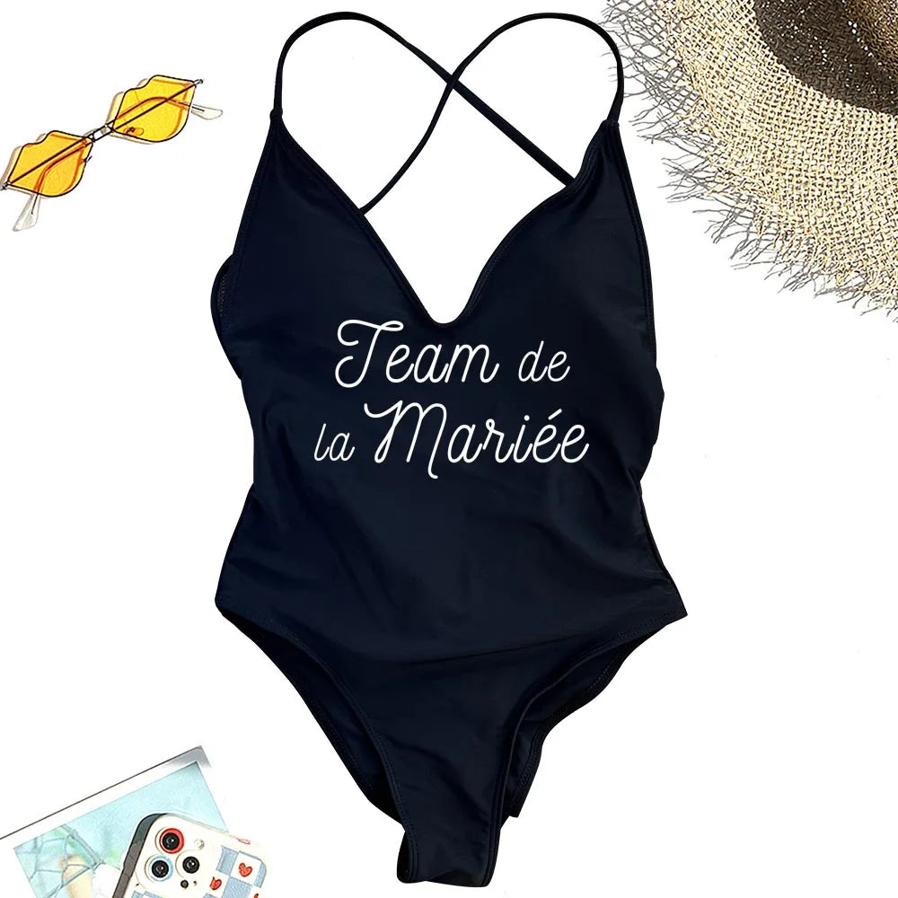 Saashi Sexy Padded One-Piece Swimsuit for Women – Team de La Mariee Hen Party Swimwear S-XL
