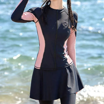 Saashi Women's Four-Piece Swimsuit Set - Long Sleeve with Vest and Shorts