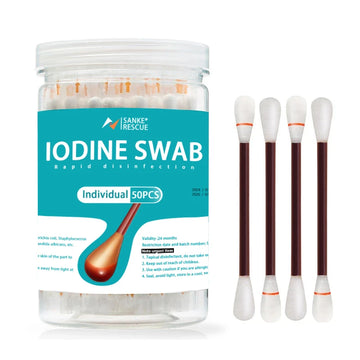 Saashi 50PCS Medical Alcohol Cotton Swabs Disposable Iodine Disinfected Sticks First Aid for Home