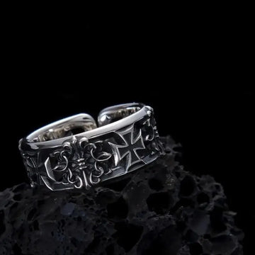 Saashi Retro Cross Hip Hop Punk Style Adjustable Ring for Men