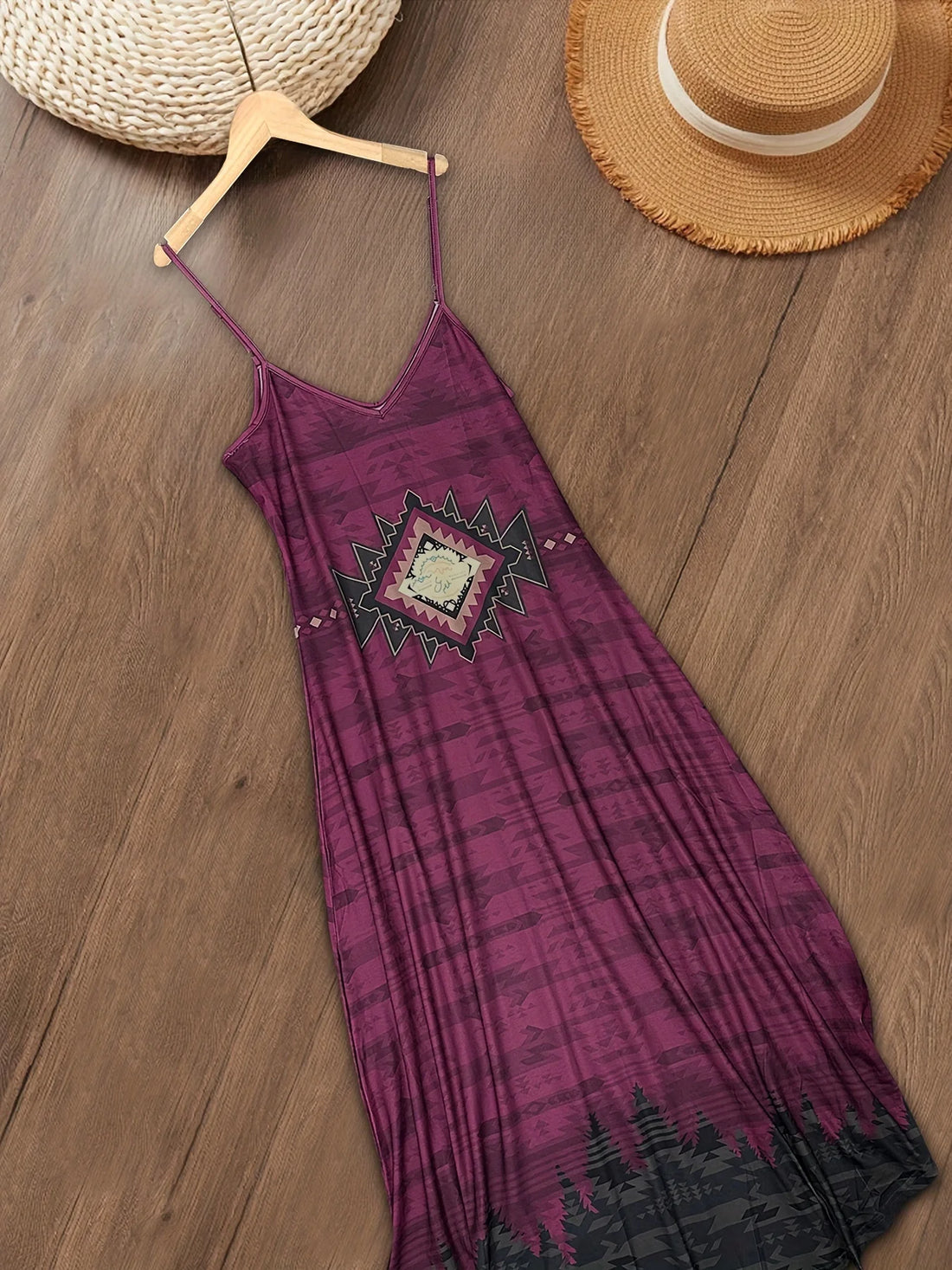 Saashi Ethnic Print Suspender Dress Western Casual Style