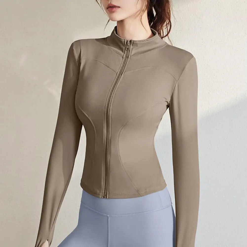 Saashi Long Sleeve Sports Jacket Women Zip Fitness Yoga Cardigan