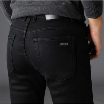 Saashi Men’s Classic Soft Stretch Black Biker Denim Jeans Fashionable Trousers Overalls