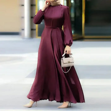 Saashi Elegant Solid Color Maxi Abaya – Loose Fit Islamic Dubai Style Dress for Women
