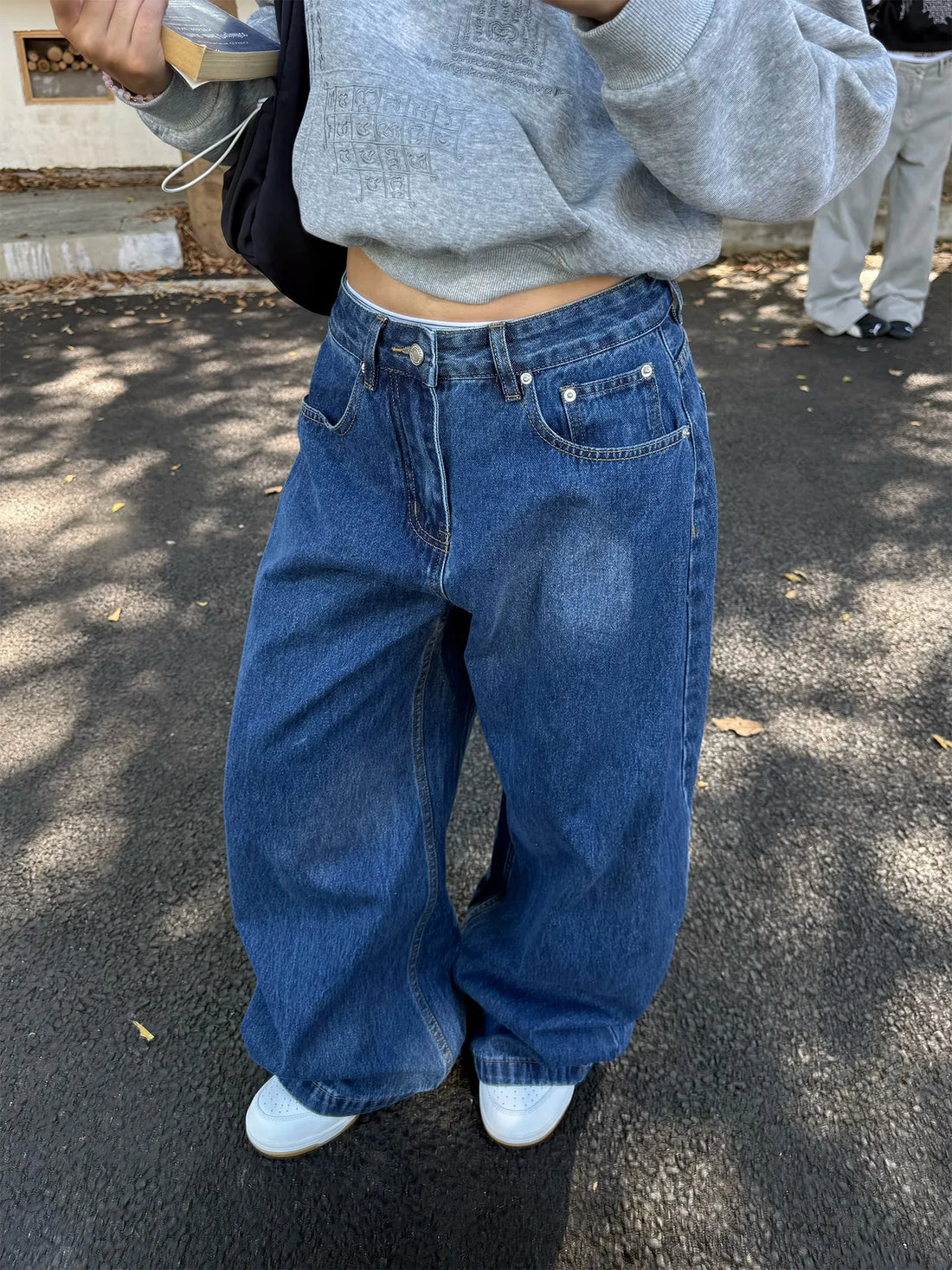 Saashi Women Blue Gothic Y2k Baggy Emo Jeans Harajuku Vintage Denim Aesthetic Oversize.