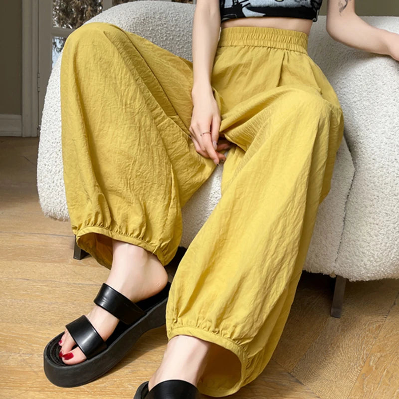 Saashi Loose Wide-Leg Trousers - Ice Silk and Sunscreen