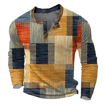 Saashi Men's Digital Print Long Sleeve Polo