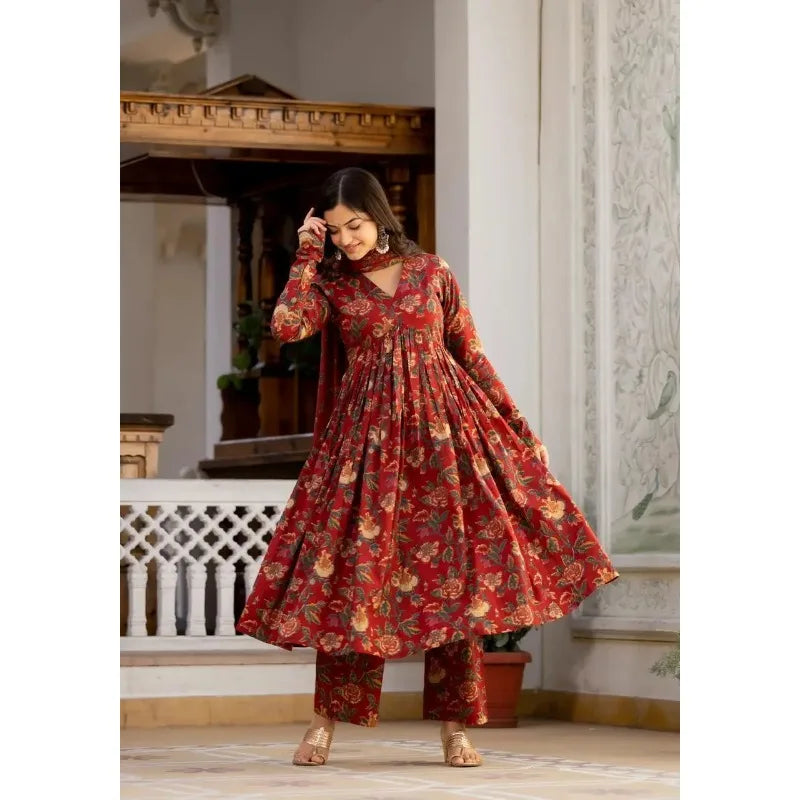 Saashi Geo Set – Georgette Kurta Pant Suit with Dupatta – Indian Kameez Dress