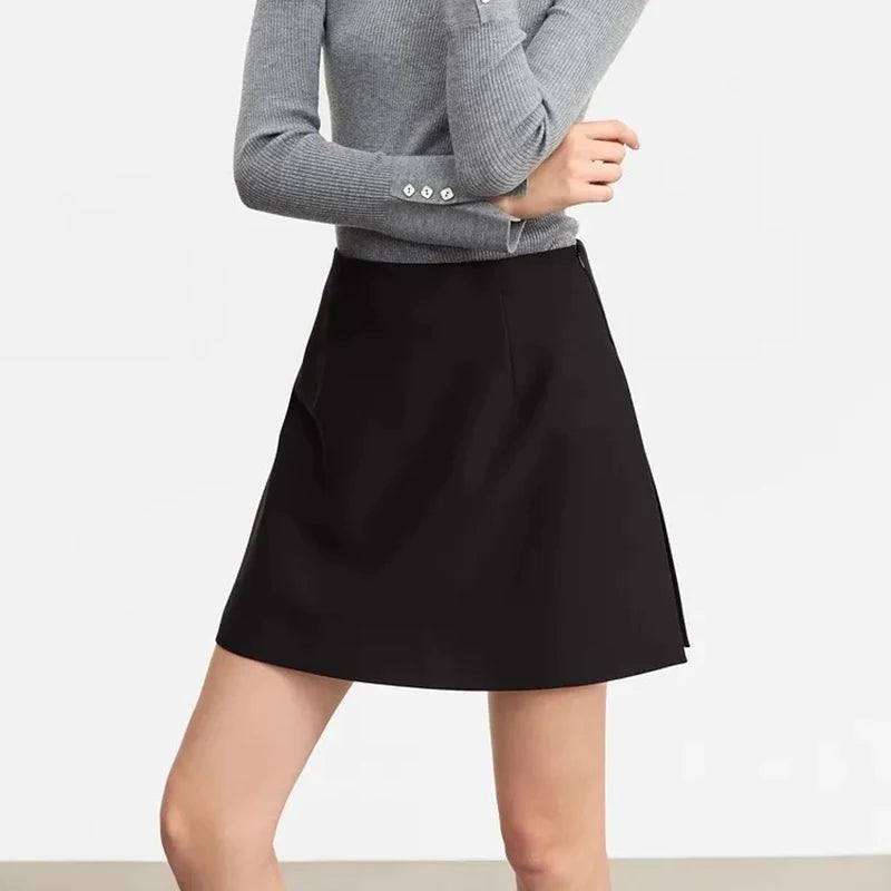Saashi Women's Simple Casual Shorts Skirts Korean High Waist Office Straight Skirts.