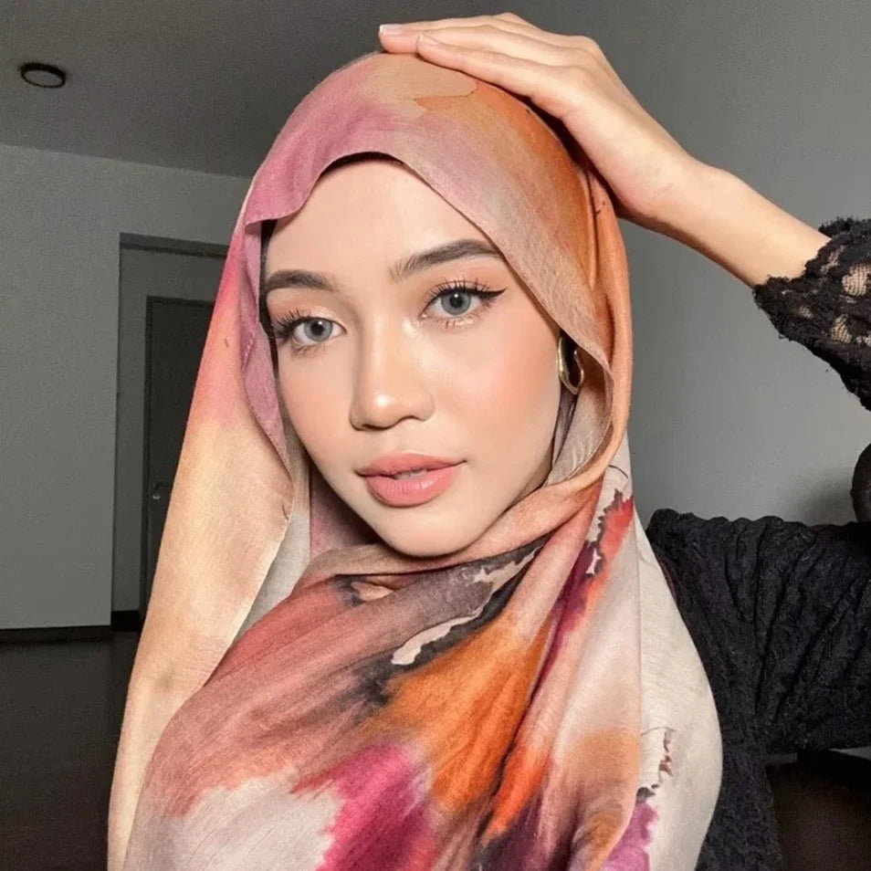 Saashi Lightweight Floral Modal Hijab Scarf for Muslim Women Soft Cotton Rayon Viscose Shawl