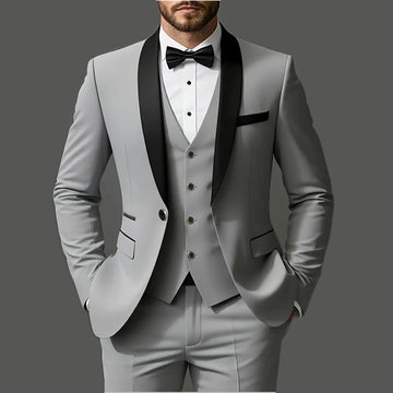 Saashi Men’s 3-Piece Slim Fit Suit: Jacket, Vest & Pants