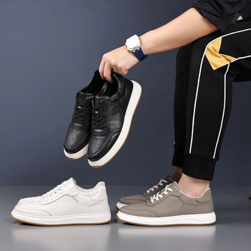 Saashi Women Breathable Mesh Platform Sneakers Hidden Heel Lift Casual Lace Up White.