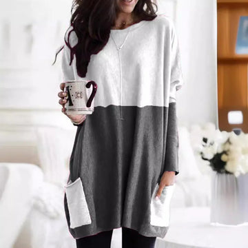 Saashi Casual Dot Heart Pullover Tunic Top for Women with Pocket Long Sleeve T-Shirt