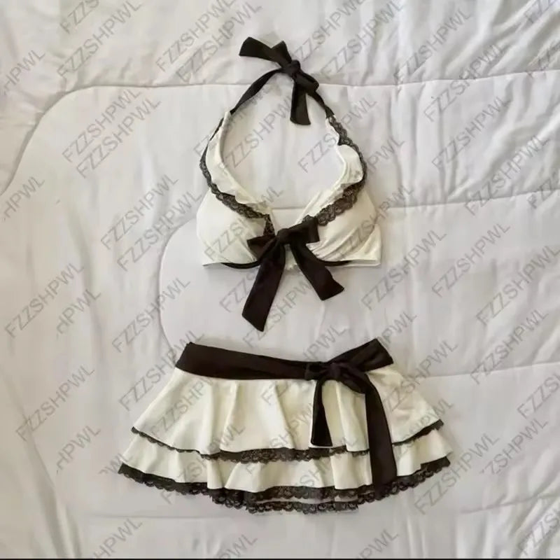 Saashi Women's Polka Dot Bikini Set with Skirt - Y2K Harajuku Style