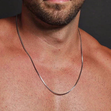 Saashi Men's Thin Box Chain Necklace 1/2MM Stainless Steel Link Collars Jewelry.