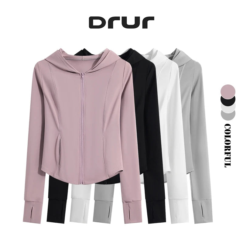 Saashi Women's Hooded Sports Jacket - Zipper, Pockets, and Long Sleeves