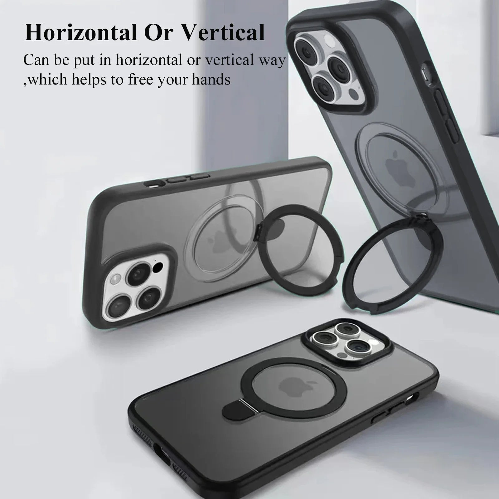 Saashi Magnetic Phone Case with Ring Stand & Translucent Protector.