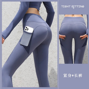 Saashi High Waist Yoga Leggings with Pockets – Nylon Push Up Tights for Women Fitness and Gym