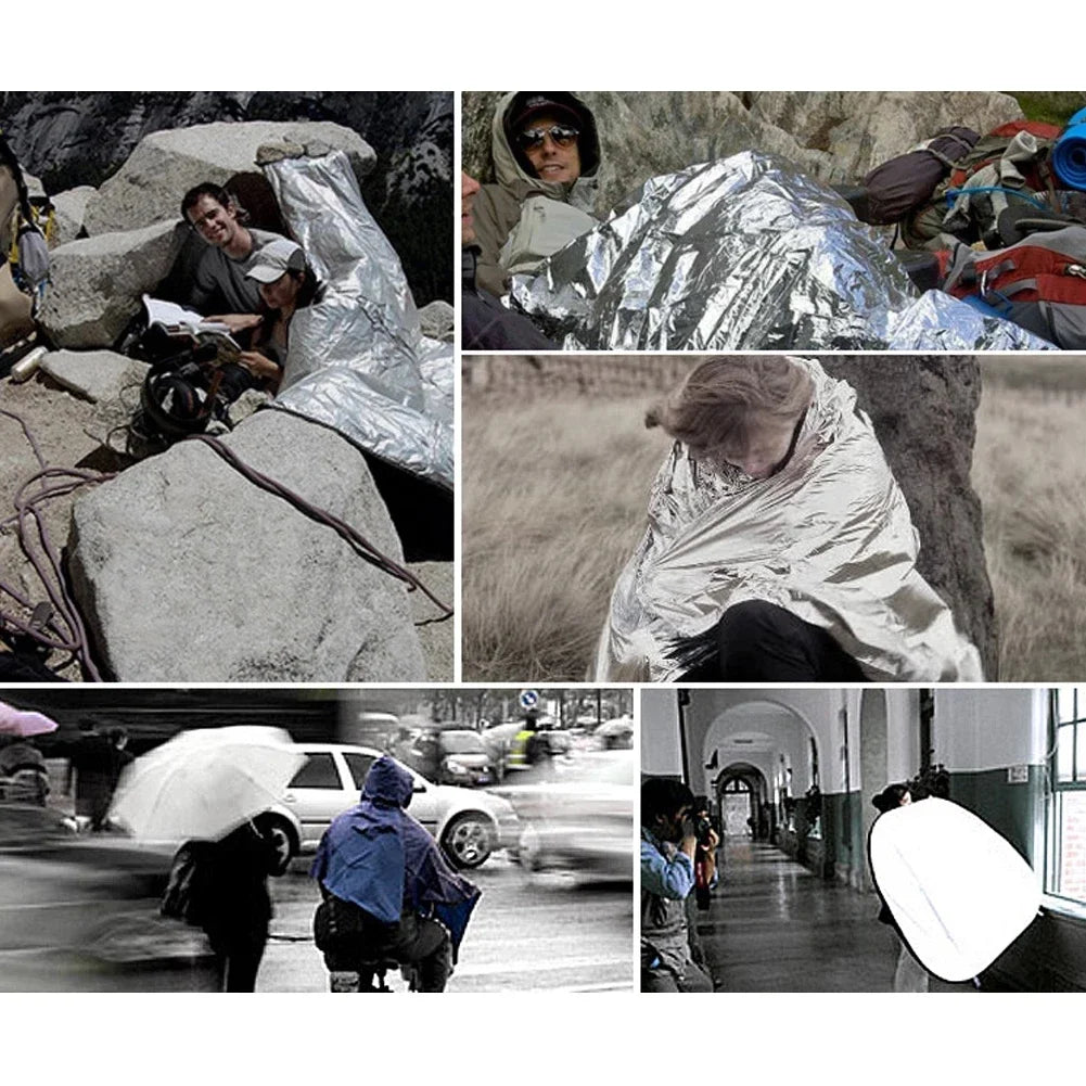 Saashi Outdoor Emergency Survival Blanket Waterproof Foil Thermal First Aid Rescue Camping Blanket Pack