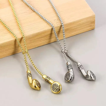 Saashi Hip Hop Music Headset Necklace - Metal Earplug Pendant