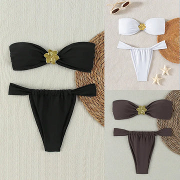 Saashi Stunning Strapless Bikini Set with Cut-Out Design